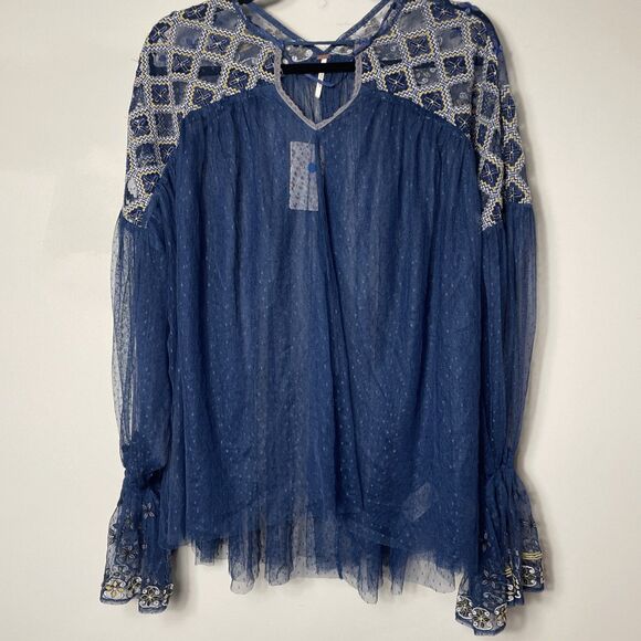 New Free People Joy Ride Navy Top OVERSIZED - OS Size Small Retail $148 - Picture 5 of 14